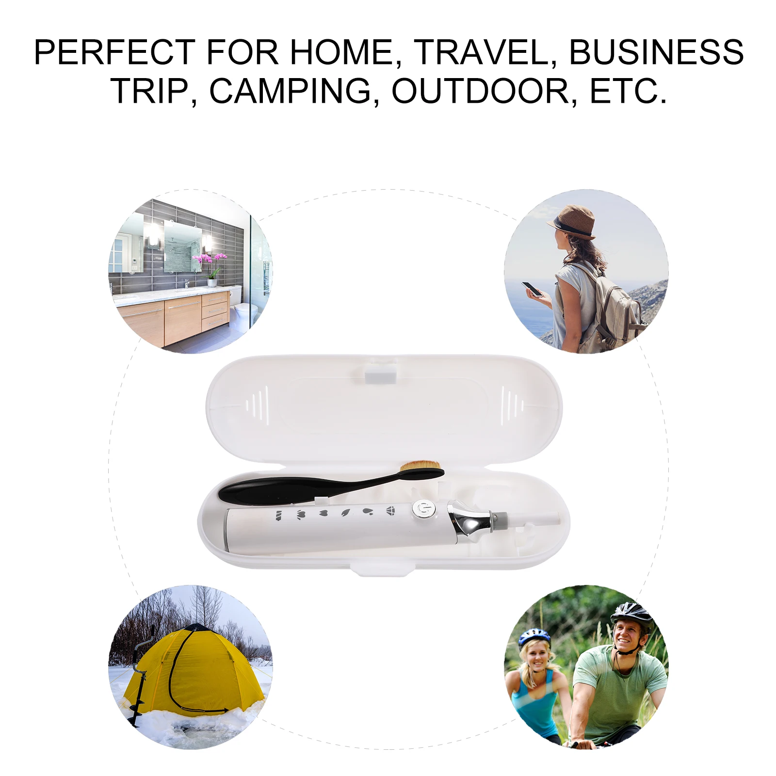 

2pcs Electric Toothbrush Case Universal Travel Storage Bag Pp Material Toothbrush Container With Compartment Home