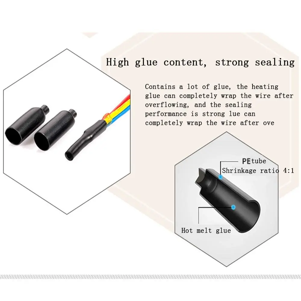 Waterproof Heat Shrink End Caps tubing, Electrical Wire Cable Wrap Marine Grade Sealed Heat shrinkable tubing, Adhesive Lined Tu