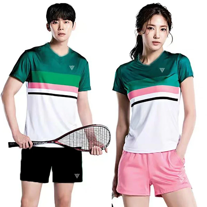 

badminton clothing suit quick-drying female short-sleeved volleyball tennis table tennis clothes men's customised