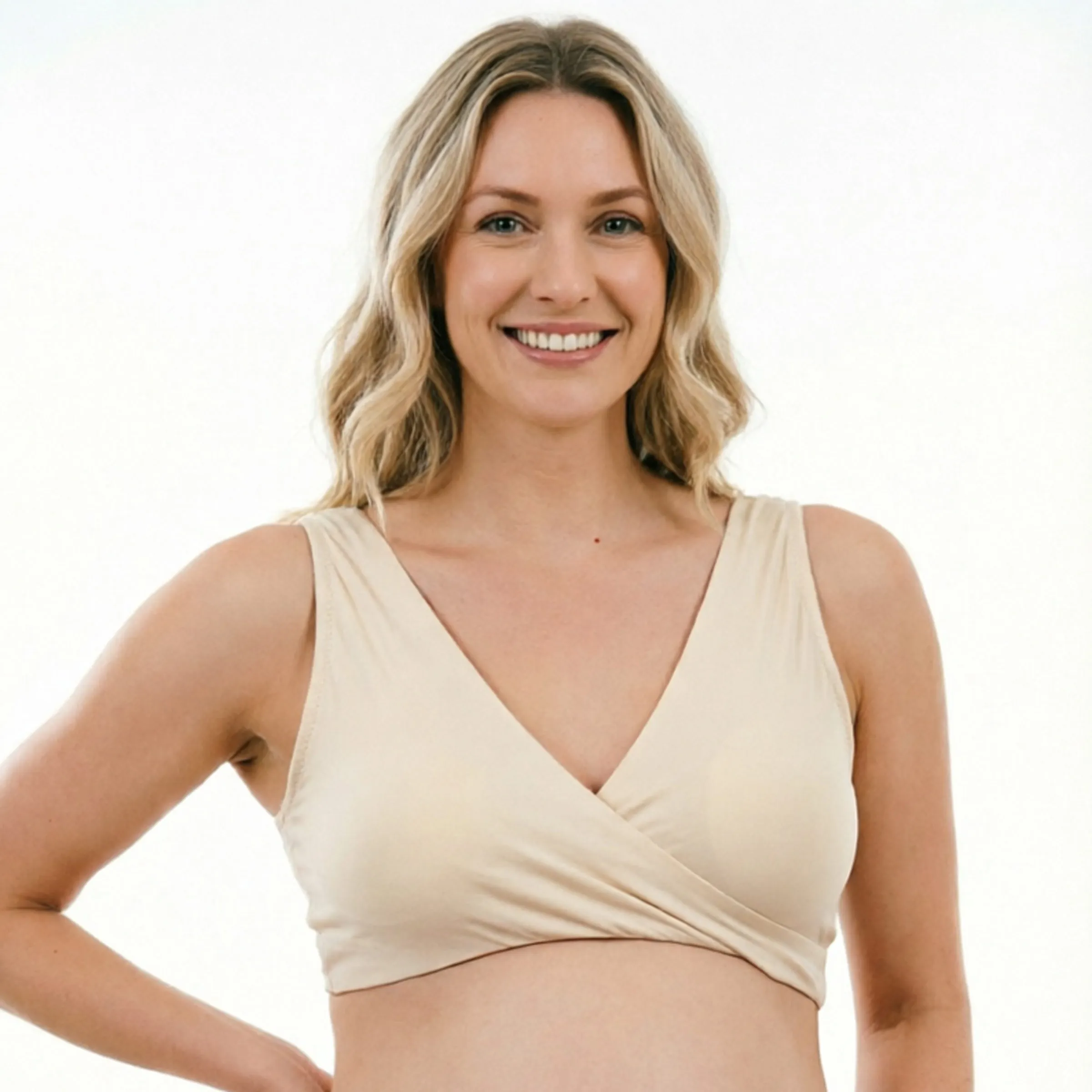 Women's Cotton Wireless Cross Front Maternity Nursing Bra Comfort Sleep Breastfeeding Bralette with Removable Pads