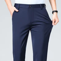 Été automne pantalon mince hommes robe formelle costume pantalon travail pantalon qualité affaires pantalons décontractés noir vin rouge pantalons longs 6