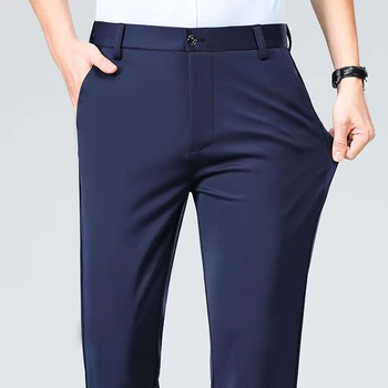 Summer Autumn Thin Trousers Men Formal Dress Suit Pants Work Pants Quality Business Casual Pants Black Wine Red Long Pants 6