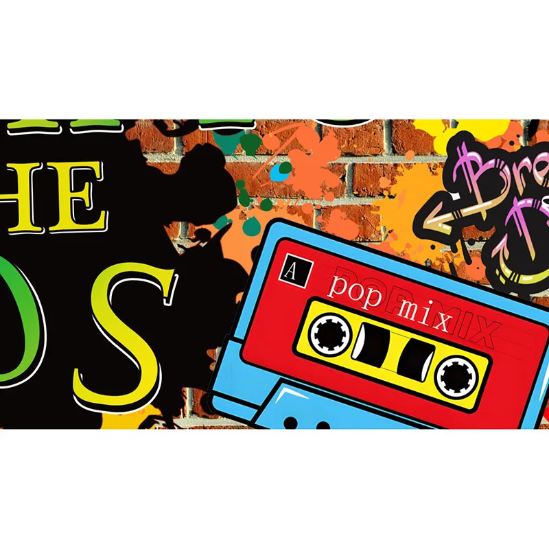 90s Themed Birthday Party Decoration Banner Backdrop Back to The 90's Hip Hop Brick Wall Graffiti Photography Background Poster