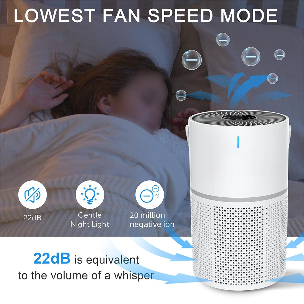 Stylish Compact Design of an Advanced Three Layer Filtered Portable Air Purifier Ensures Clean Indoor Atmosphere Effectively