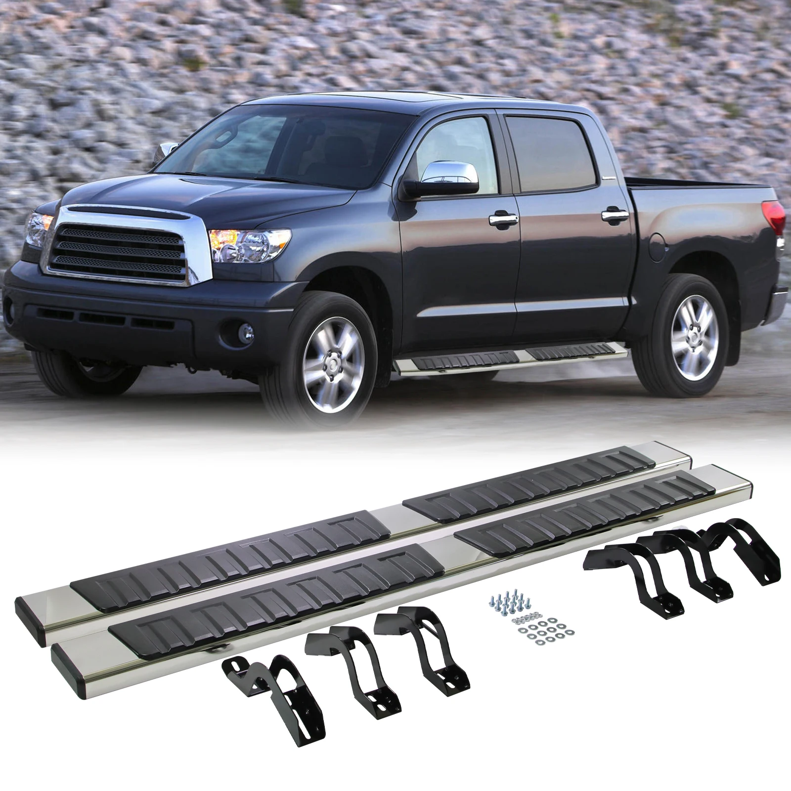 

Side Step Nerf Bars Running Boards for 07-21 Toyota Tundra Crew Max Cab,L+R