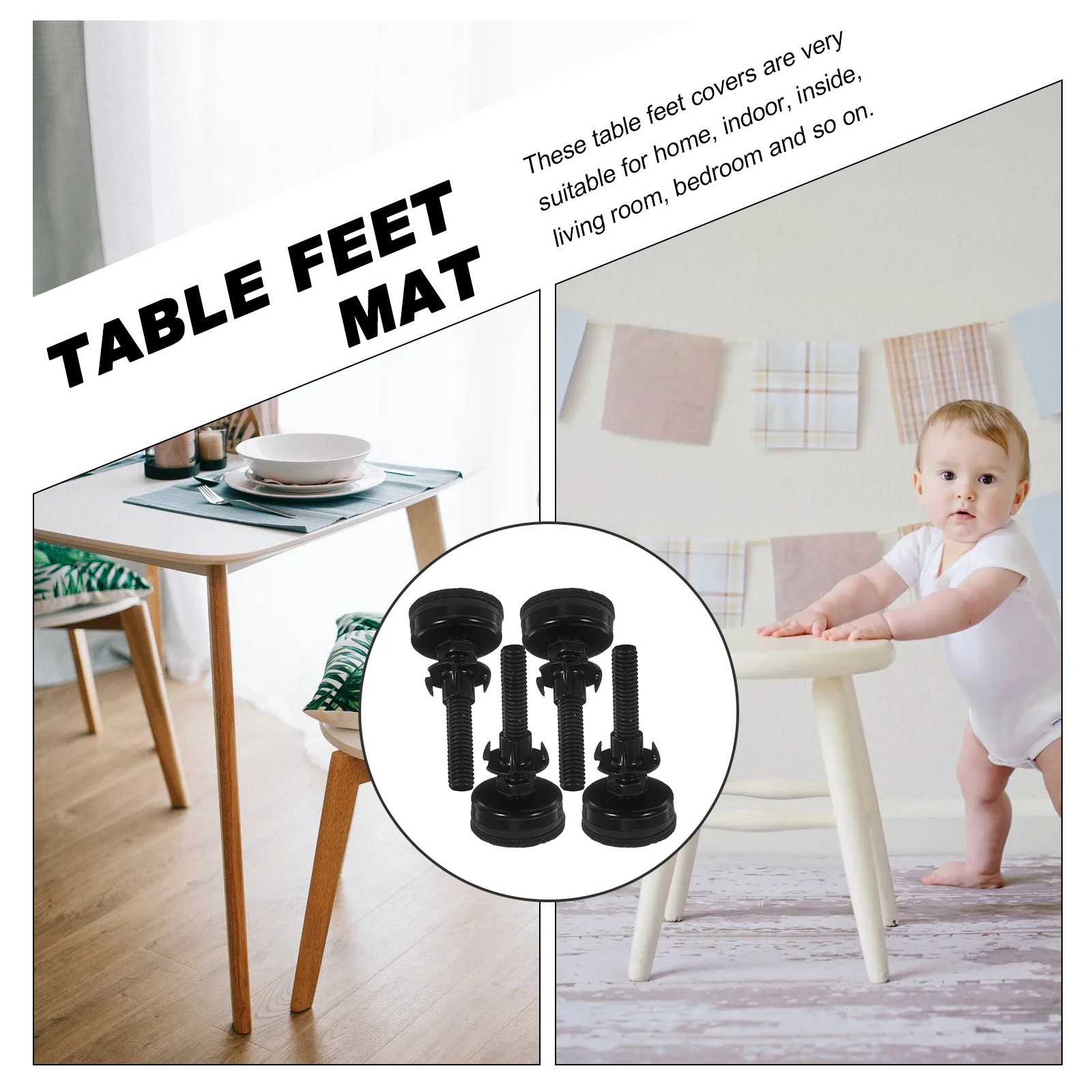 4 Sets Felt Leveling Feet Adjustable Furniture Levelers Slider Decking Monitors