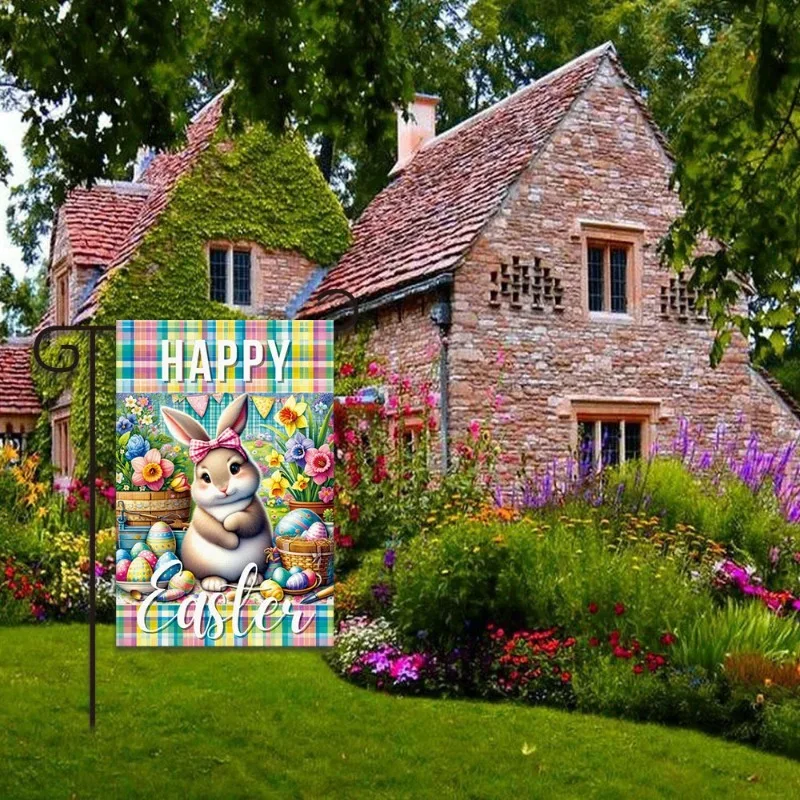

New Large Size Easter Party Garden Flag Decoration Rabbit Easter Egg Decoration Outdoor Courtyard Flag for DIY Party Anniversary