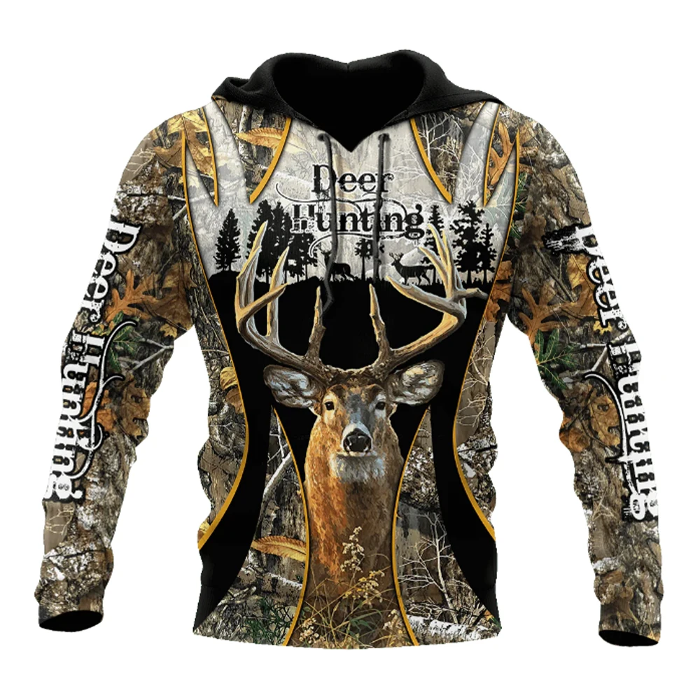 2024 Men's Fashion Hunting Loose Hoodie Large 3D Printed Animal Deer Super Large Hoodie Fashion Enthusiast