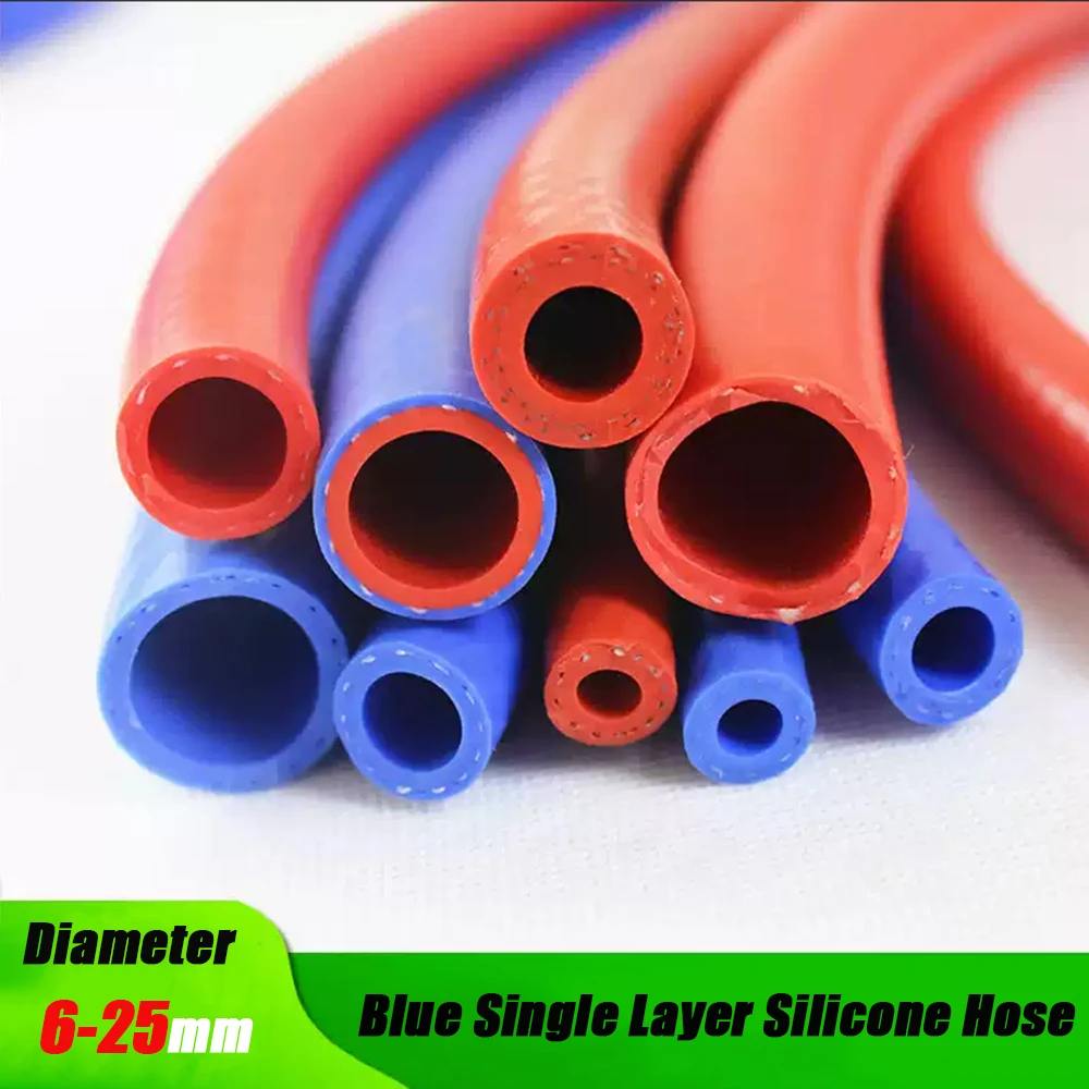 

1-5 м внутренний диаметр 6-25 мм синий однослойный силиконовый шланг гибкая термостойкая тканая трубка высокого давления авто вакуумная трубка