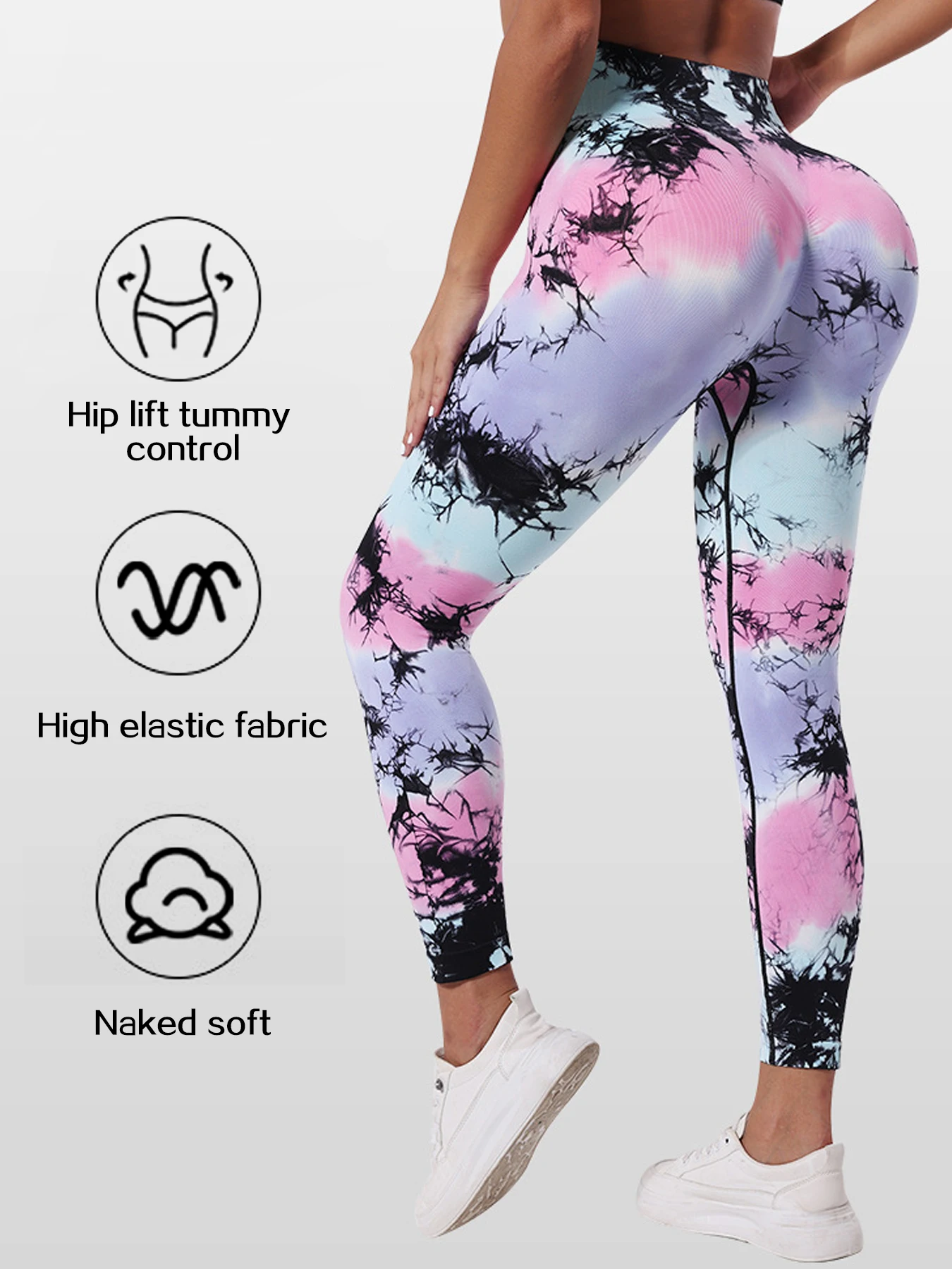 Tie Dye Seamless Yoga Pants High Waist Tummy Control Female Running Fitness Workout Leggings High Stretchy Fashion Style