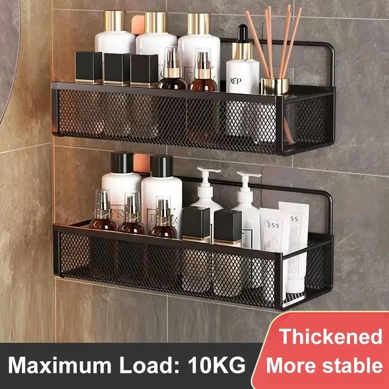 Bathroom Storage Rack No Drill Adhesive Waterproof Wall Mounted Organizer for Shower Toilet Home Bathroom Use