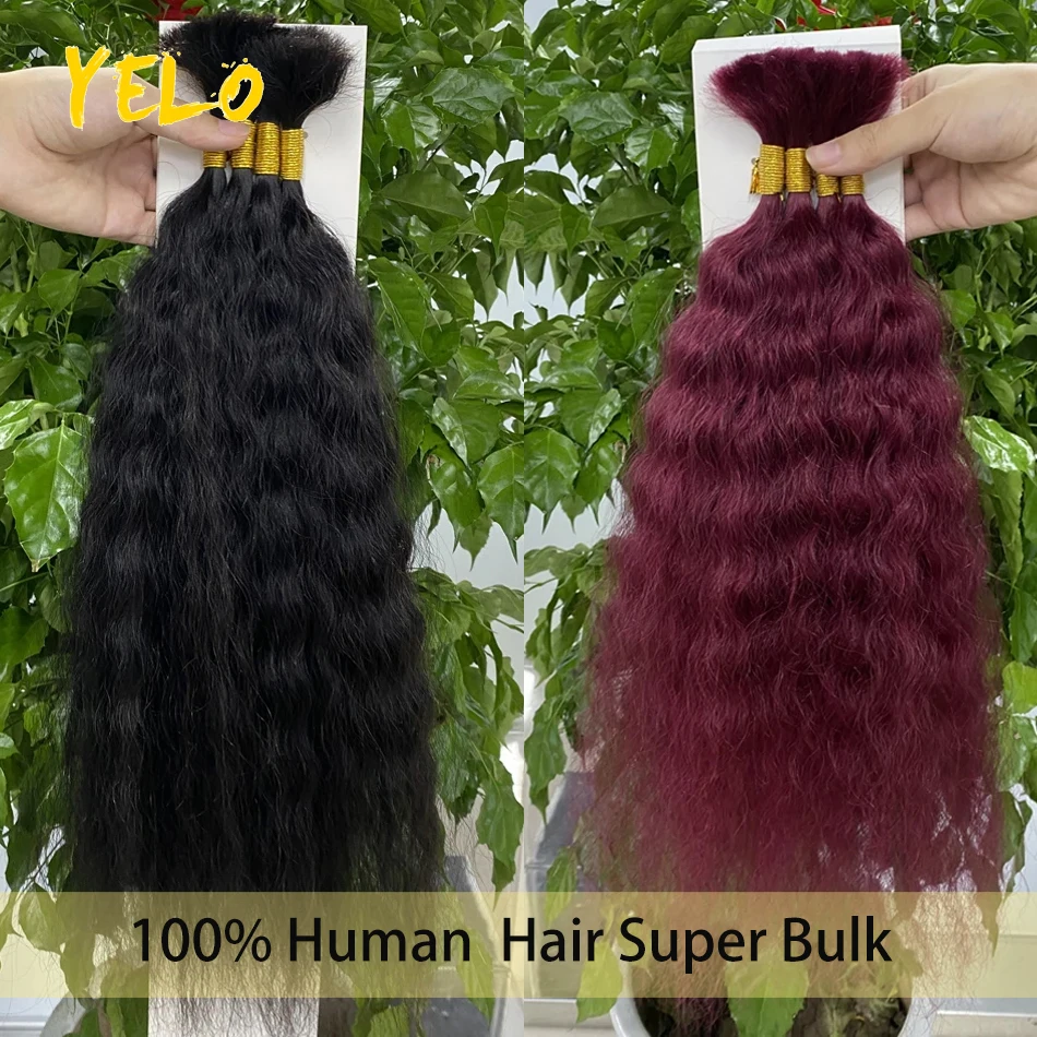 Yelo เปียกและหยักมนุษย์ Braiding ผม Super Bulk ภาษาฝรั่งเศสคํา Wave มนุษย์ Braiding Hair สําหรับ Boho Braids สําหรับ Salon Supply 50G 100G