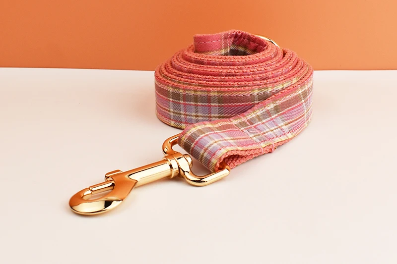 Kariertes Hundehalsband und Leinen-Set für Hunde, individuell graviertes Namensschild, Heimtierbedarf, Hundeleine, Gittermuster 14 – Detail 4