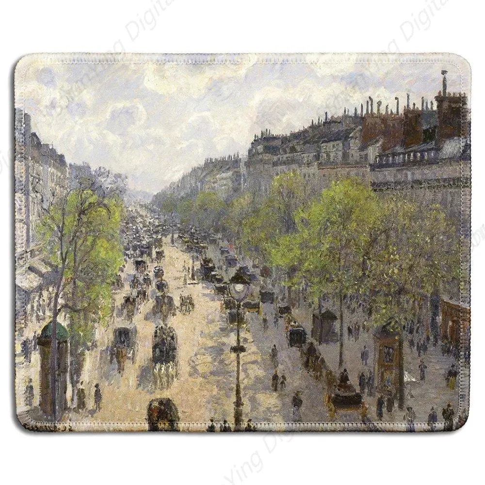 

Art Mouse Pad Rubber Mouse Pad With Camille Bissarro Spring Montmartre Avenue Famous Art Paintings 25*30cm