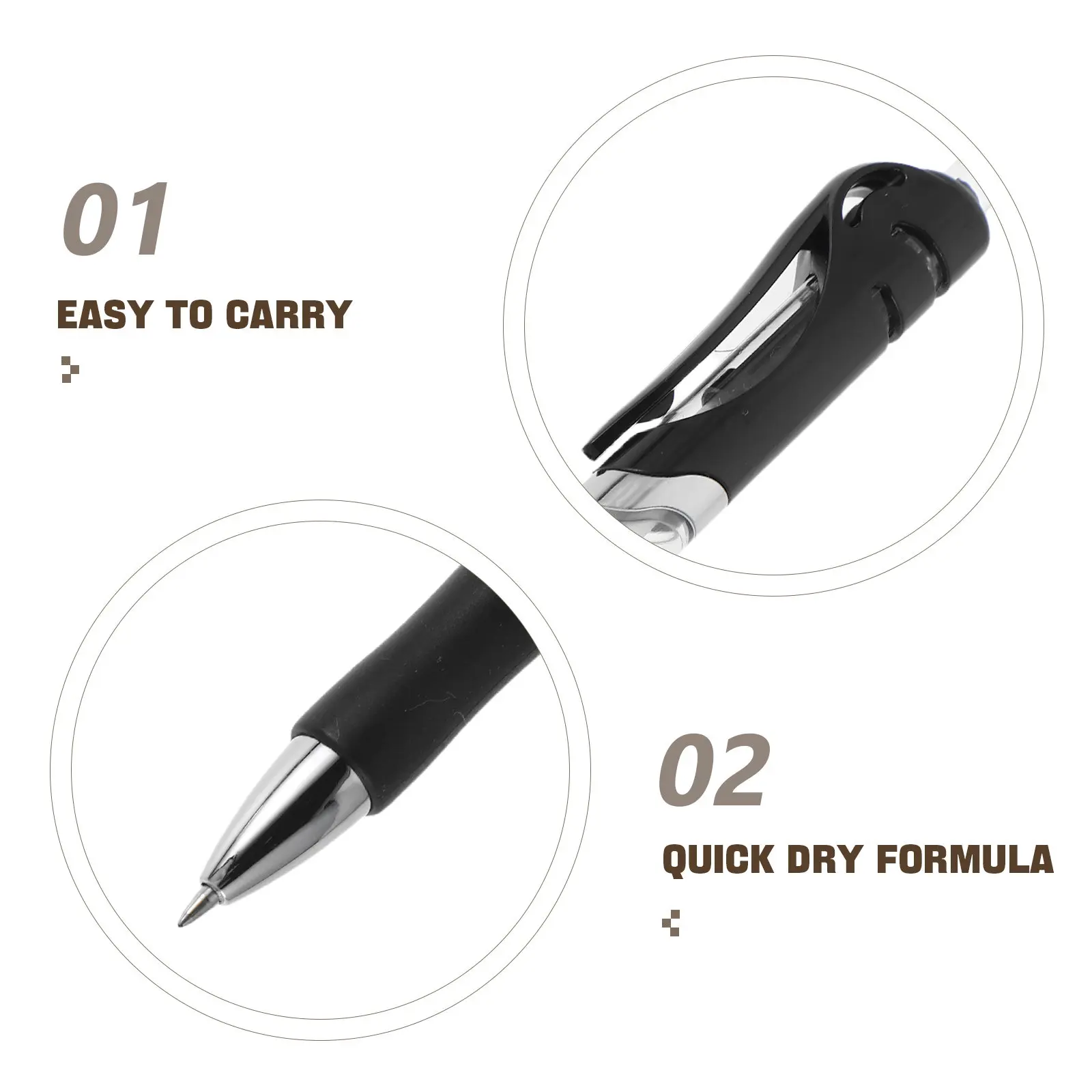 50Pcs Black Quick Dry Gel Pen 0.5mm Fine Tip Smudge Proof Clean Lines Comfortable Grip for Students Professionals Office