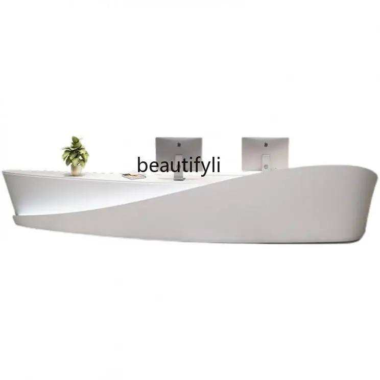 Fiberglass Piano Paint Front Desk Creative Ship Type Reception Desk Fashion Beauty Salon Reception Desk