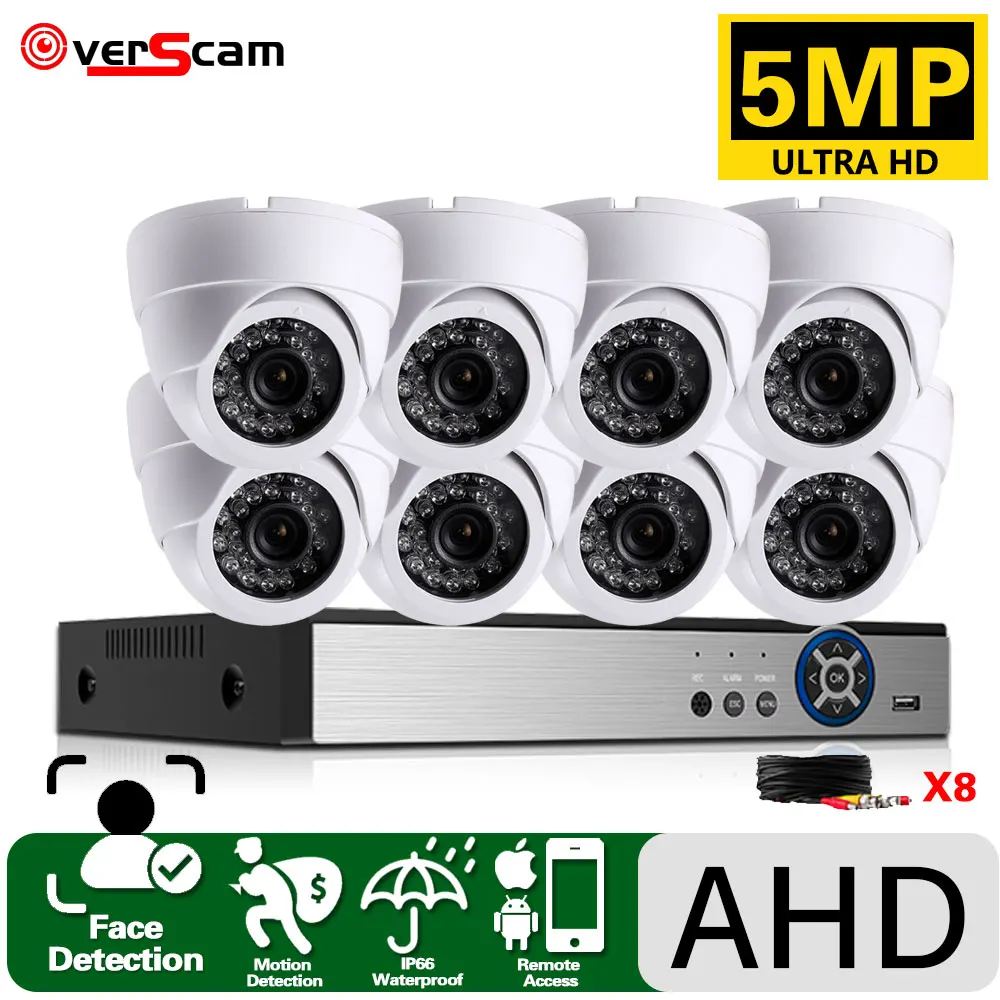 

Devoccvo Ultra HD AHD H.265 8CH 1080P 5MP DVR Kit Security Cameras System 5MP Day Night Vision CCTV Home Security with 4TB