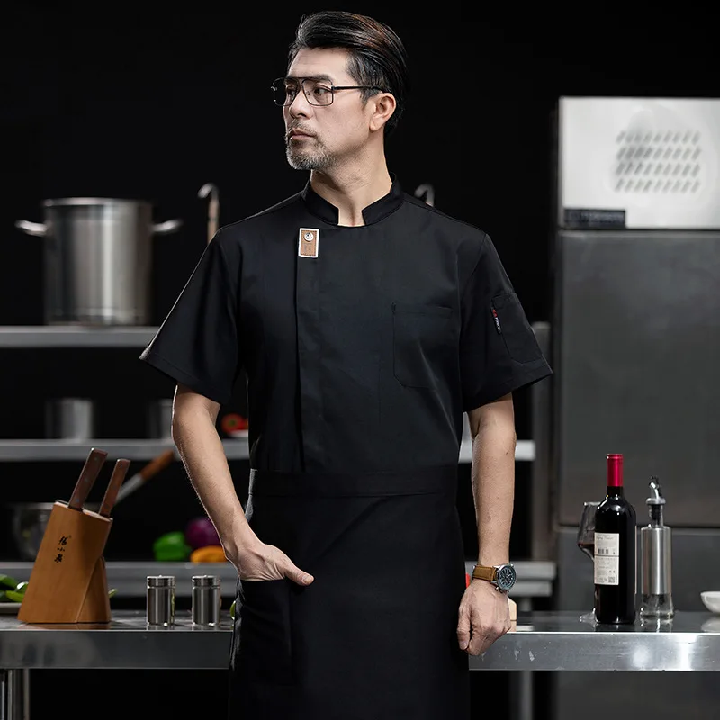 Uniforme de Chef de manga corta para hombres, Hotel, restaurante, barbacoa, tienda, restaurante, hornear, panadería, cantina, cocina, transpirable, Verano