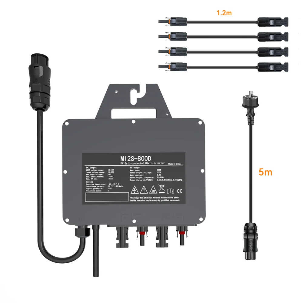800W Solar-Netzwechselrichter 26-60V DC 230V AC IP67 mit integriertem WLAN für Haus-PV-Netz, Mikro-Wechselrichter mit 12 Jahren Garantie – Detail 17