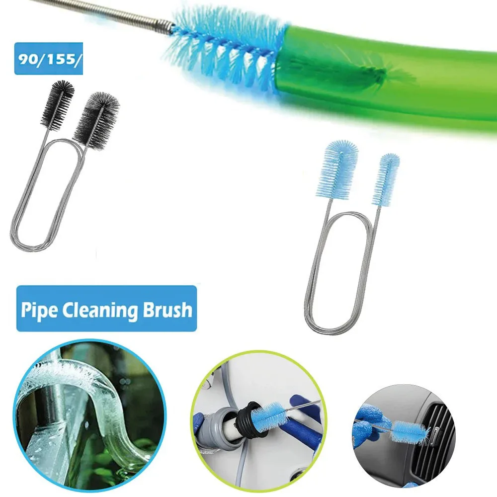 Aquarium Cleaning Brush for Water Filter Pump Lily Pipe Air Tube Hose Stainless Steel Fish Tank Brush Water Pump Accessories