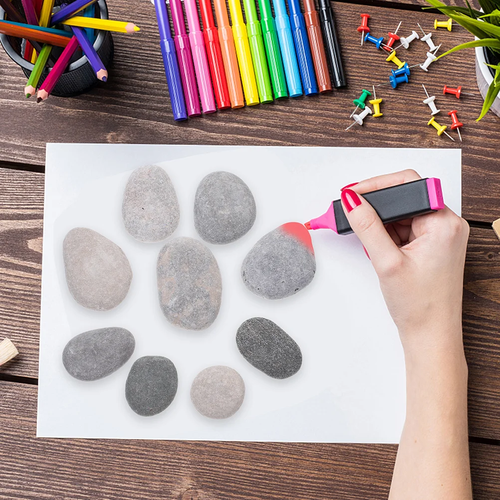 20 Pcs Children's Hand-painted Stones River Rocks For Painting DIY Smooth Natural Crafts Making Pebble