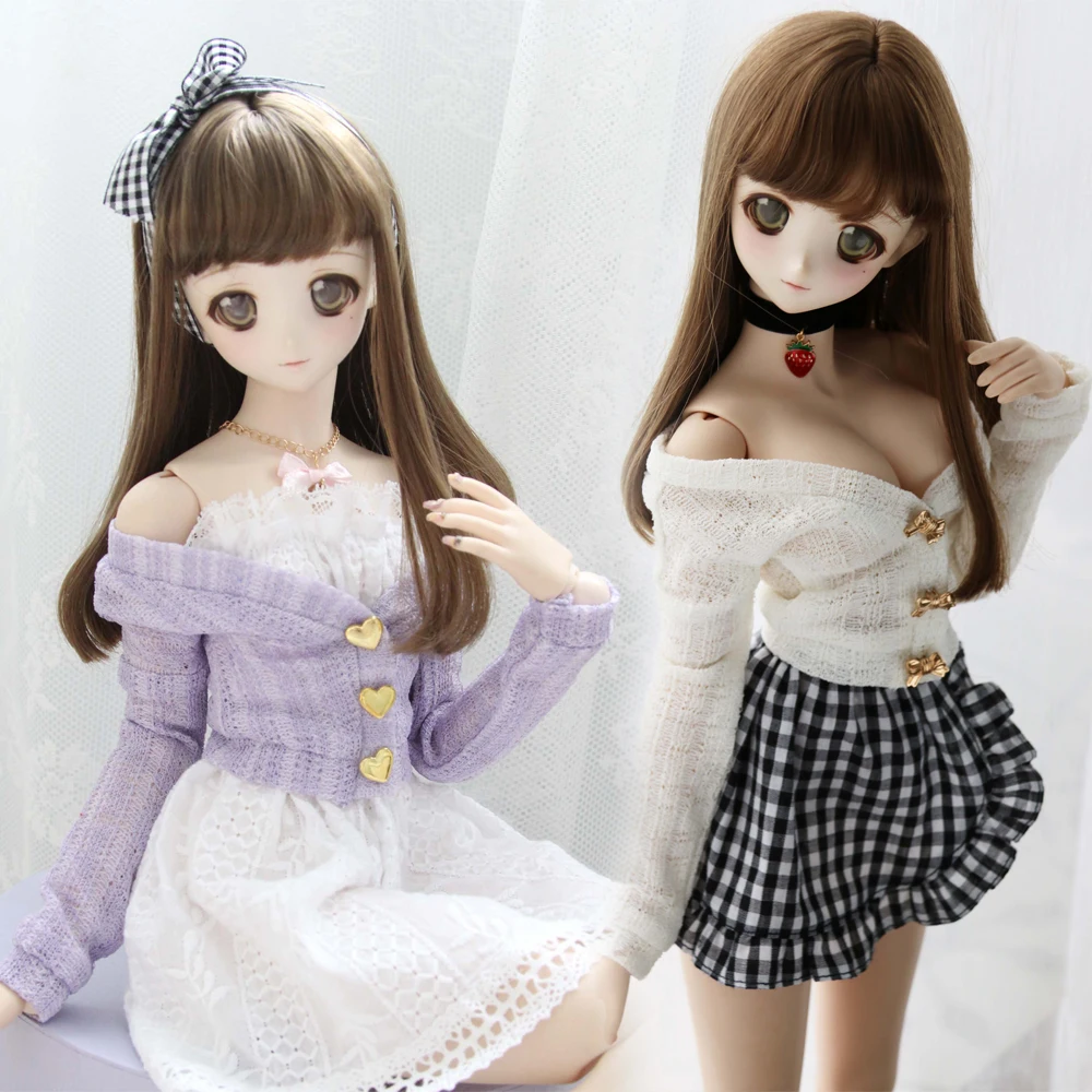 D06-P32 children handmade toy 1/3 1/4 1/6 doll BJD/SD doll's clothes sexy pink purple large neckline cardigan 1pcs