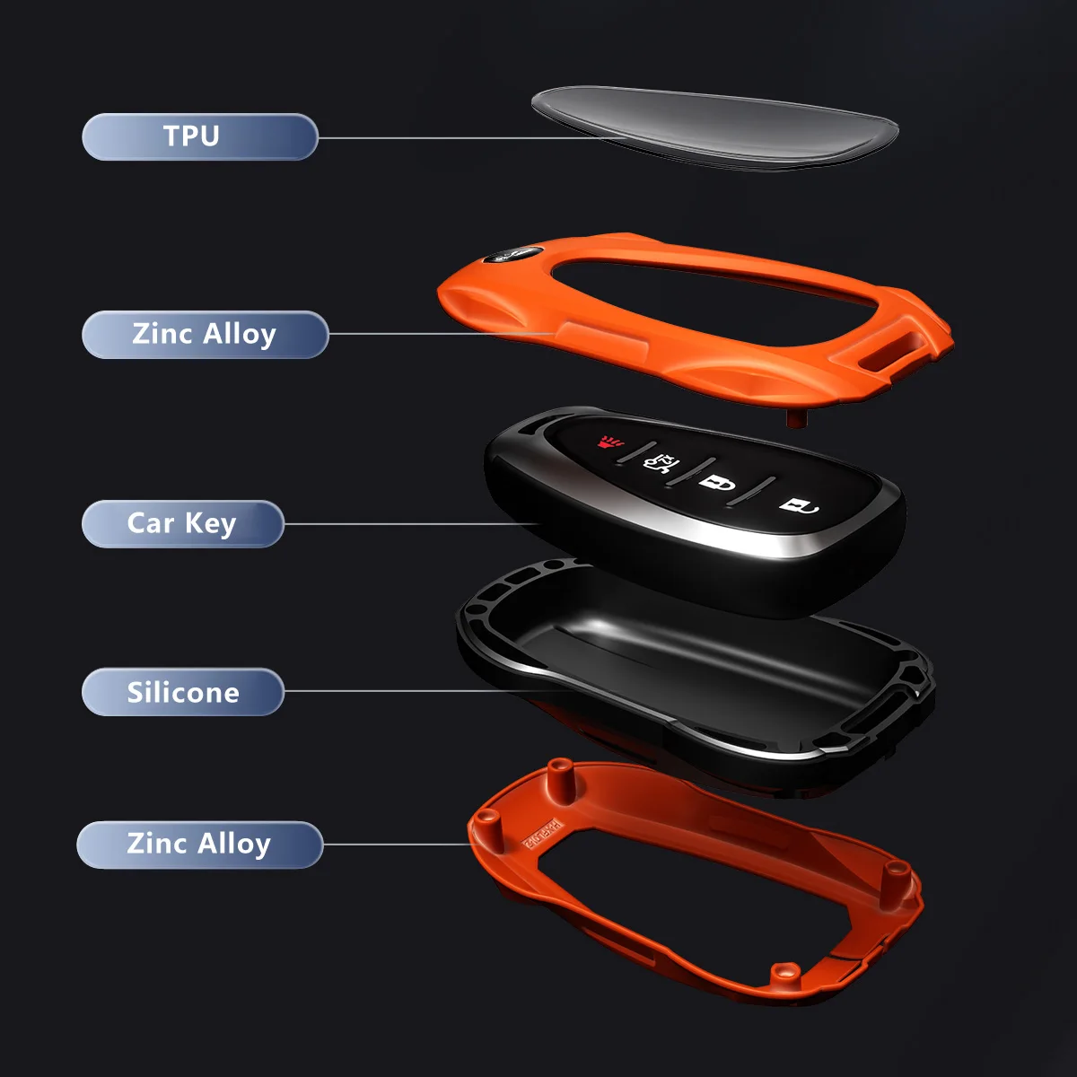 Car Key Case Fob for Chevy Chevrolet Blazer 2016 Equinox 2026 Malibu Traverse Trailblazer Trax Accessories Keychain Cover Shell view 3