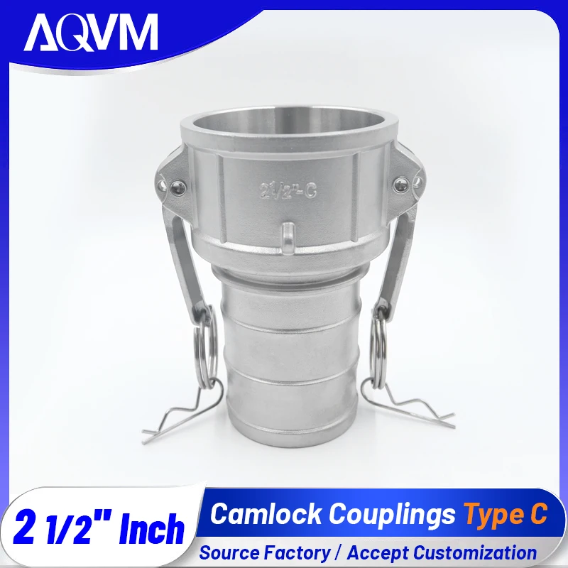 Camlock Type C DN65 2-1/2 Inch SS304 Marine Coupling Corrosion Resistant Industrial Hydraulic Pipe Hose Adapter Fittings