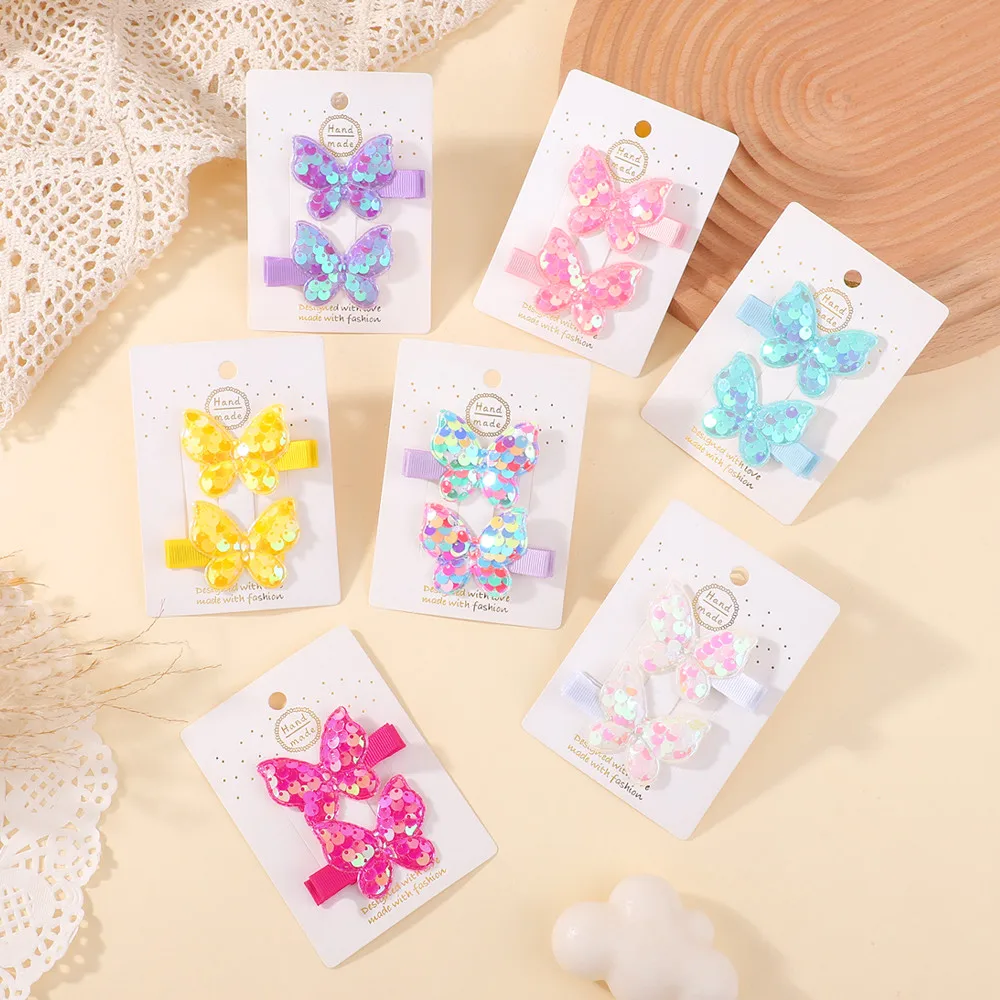 BABY BOWS 2 Stück/Set Niedliche Glitzer-Schmetterling-Haarspangen für Mädchen Haarklammern Kopfschmuck Kinder Performance Party Kopfbedeckung – Detail 2