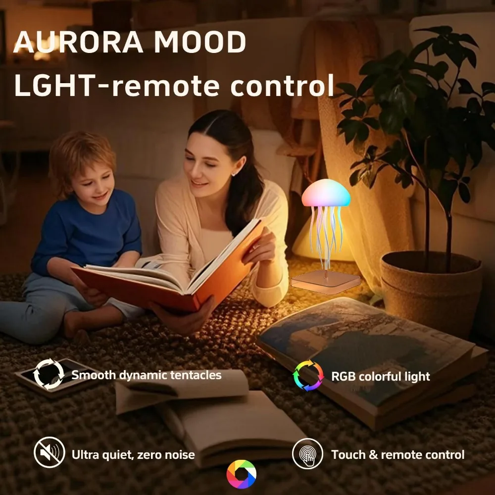 Lampada medusa con telecomando, luce notturna ricaricabile che cambia colore RGB, lampada da scrivania con sensore tattile, regalo di compleanno di Natale
