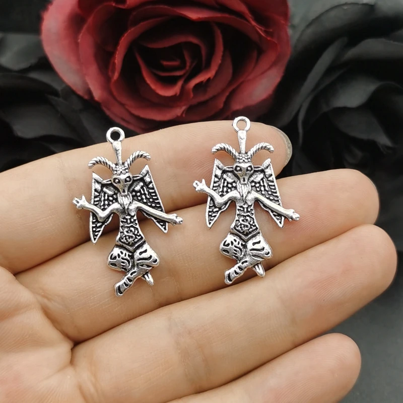 5 pezzi 3D Gothic Baphomet pendenti, ciondolo satana, impronta satanica, lucifero, Halloween adatto per accessori gioielli fatti a mano fai da te