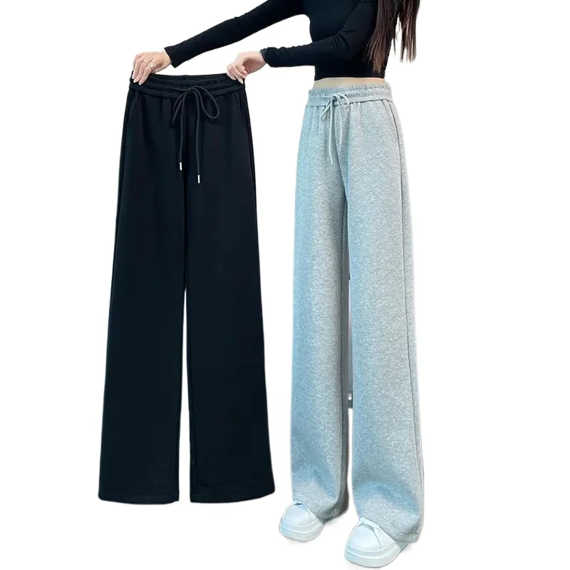 

Women's Sports Pants Autumn and Winter Wear Medium Thick Underwear Women's High Waist Casual Loose Straight Leg Pants