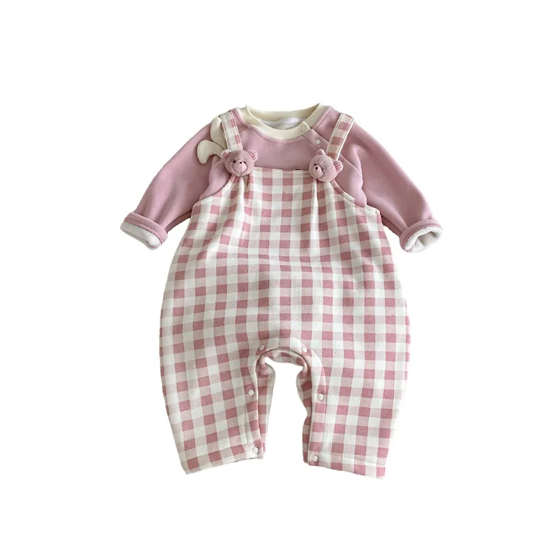 طفل الصوف بذلة 2025 شتاء جديد طفل أنيق متقلب سميكة بذلة ، الأطفال سوبر لطيف تي شيرت