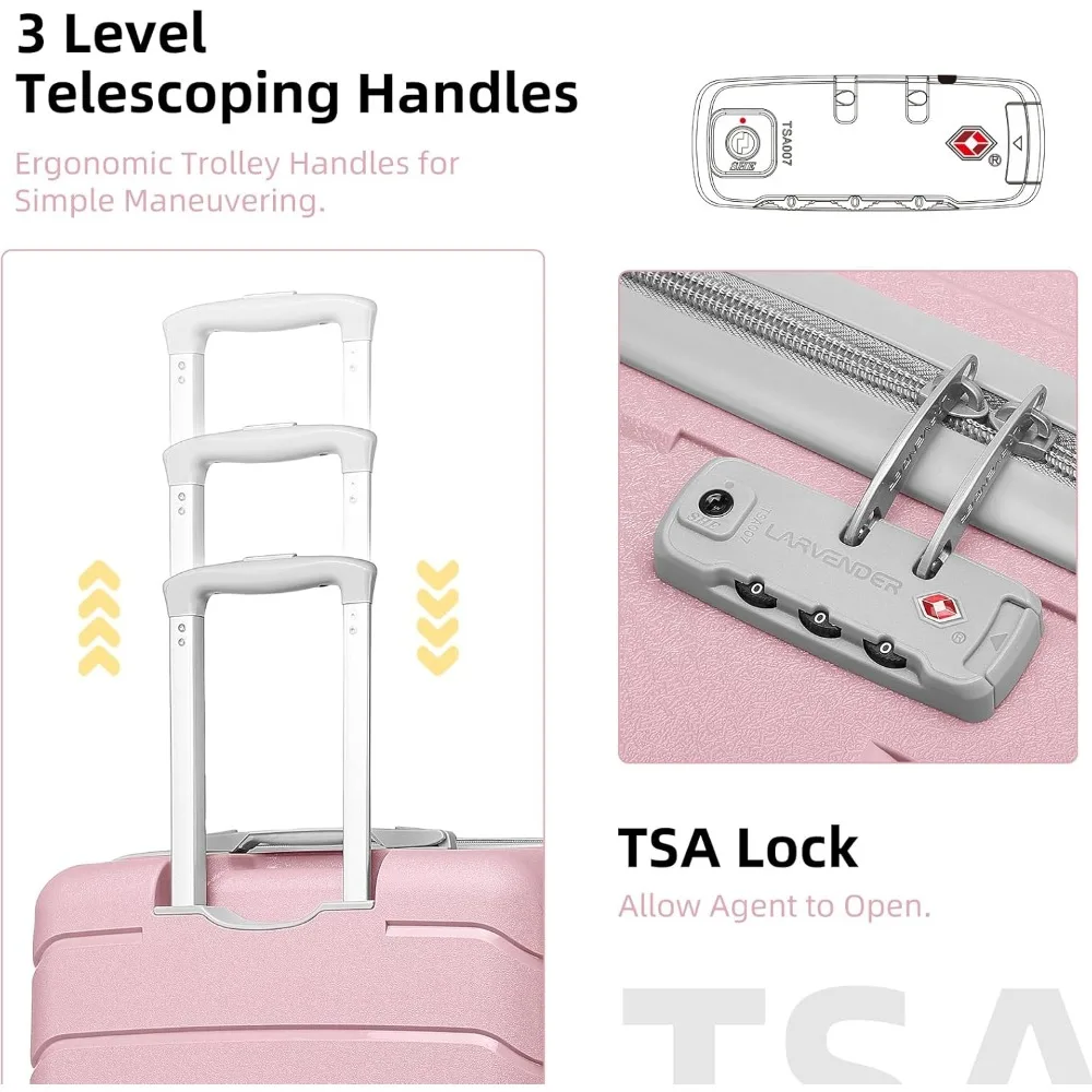 Women's 3-Piece Hard Shell Spinner Luggage Set - 20 Inch Airline Approved Carry-On Suitcase with 22x14x9 Dimensions