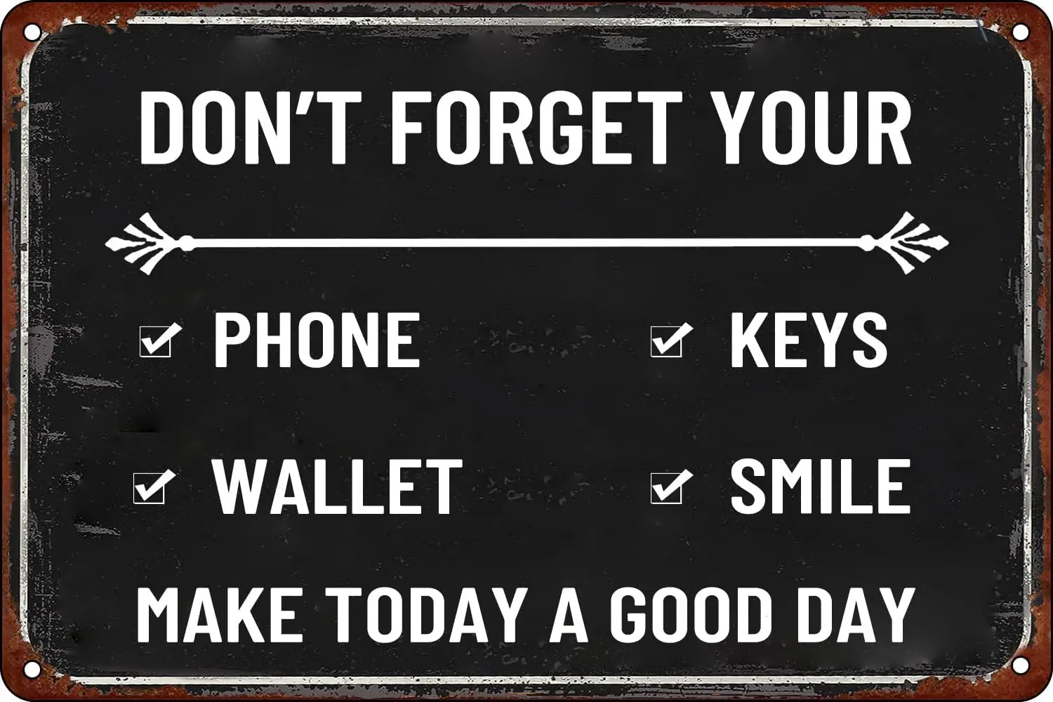 Reminder Decor Reminder Checklist Metal Tin Sign Don't Forget Your Phone Keys Wallet Smile Signs for Farm Bar Cafe Rest sign