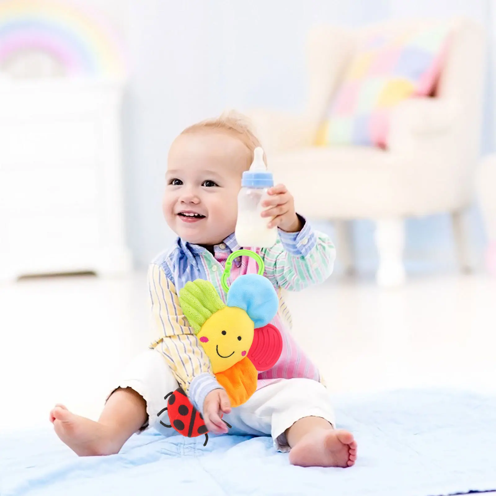 ของเล่นดนตรีแบบแขวนสำหรับเด็กทารก รูปดอกไม้ ดึงเชือกได้ น่ารัก ใช้ได้กับรถเข็นเด็ก เตียงเด็ก ช่วยเสริมพัฒนาการ สนุก สีสันสดใส