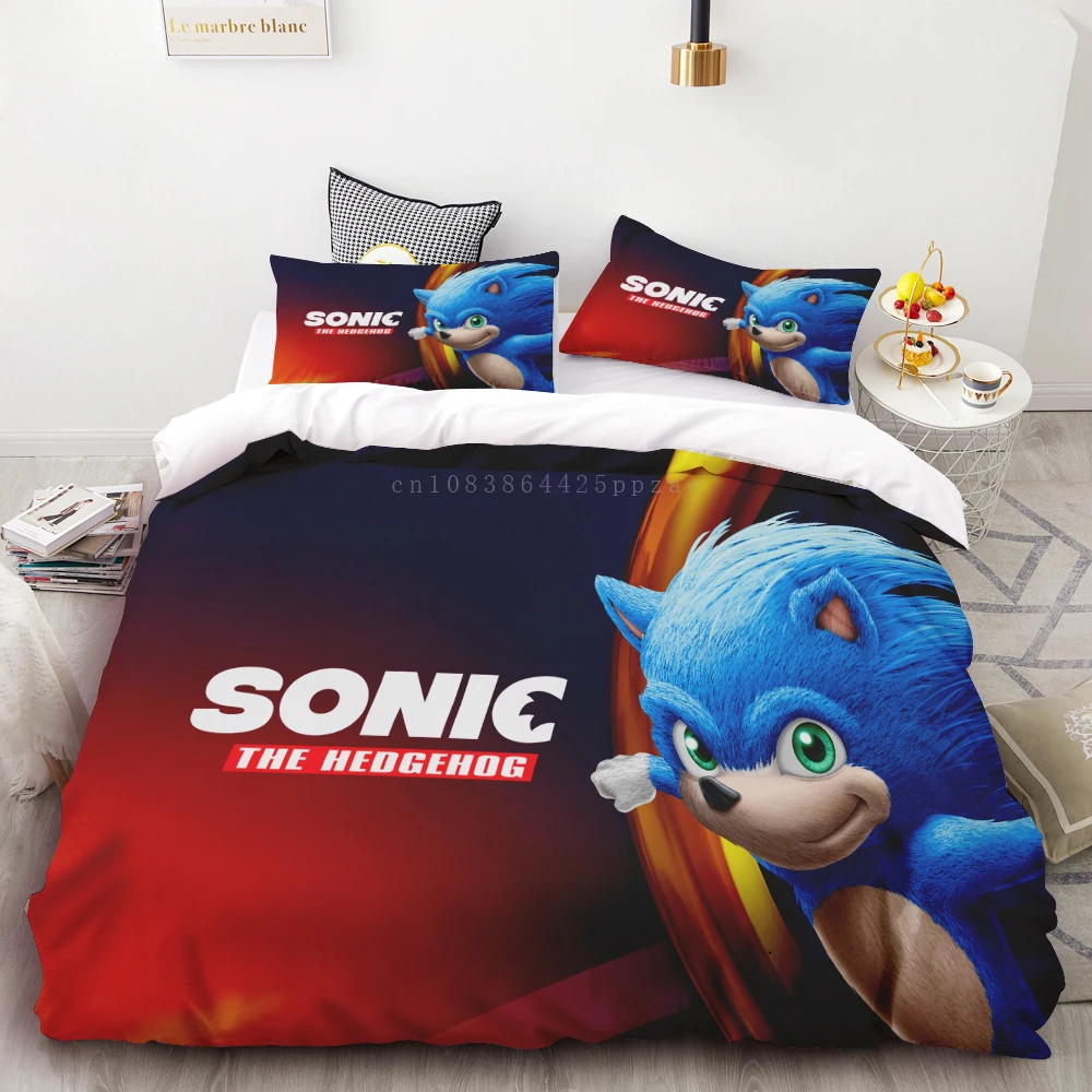 3pc Duvet Cover Sonic 3D Digital Printed Comforter Set Soft Home Textile 100% Polyester King Size Bedroom Decor Teen Gift