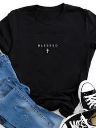 Blessed Christianity Women's T-shirt Short Sleeve Tees Women New Style Women's T shirt  Tee Tops Fashion Clothing