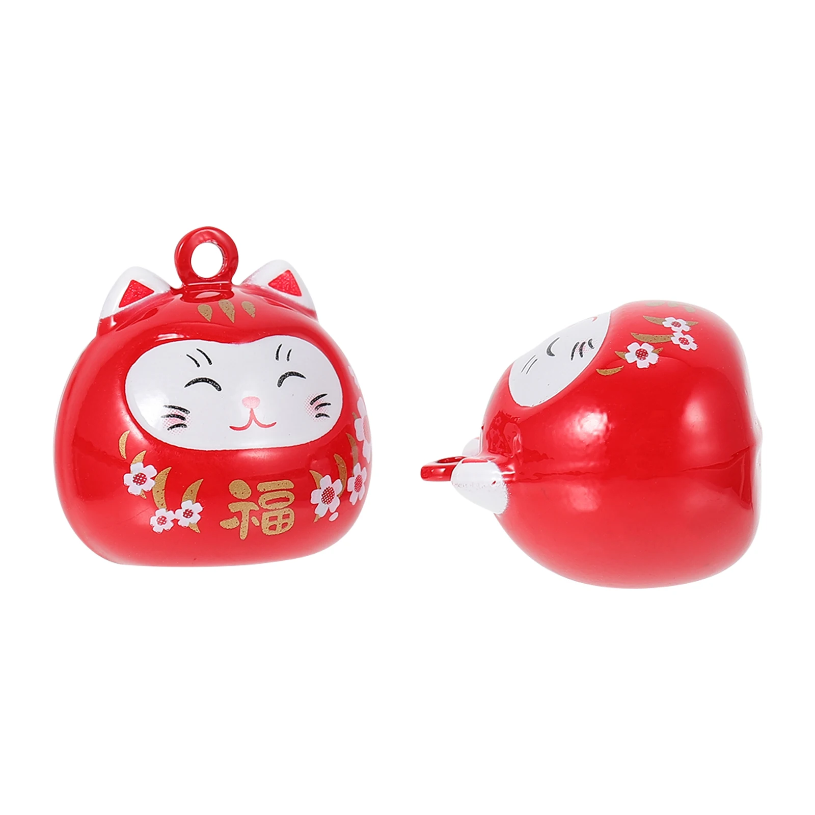 

2Pcs Cat Bell Pendant Copper Keychain Accessory Red Hanging Decoration Pendants for Keychain Cat Shape Chic Design