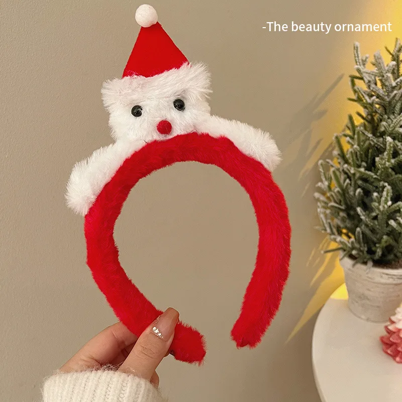 Cute Plush Elk Hair Hoop Female Christmas Dress Up Deer Antlers Head Hoop Gingerbread Man Autumn/Winter Face Wash Hair Hairpin