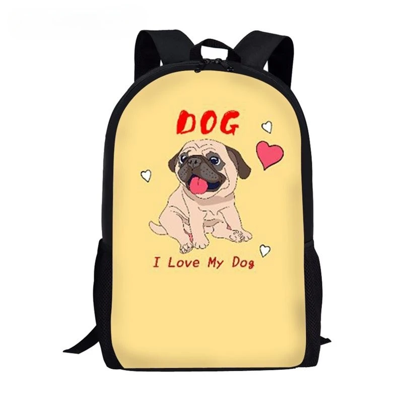 Cartoon Mops Hund gedruckt Schult aschen Kinder Bücher taschen für Grundschule Taschen Jungen Mädchen Teenager große Kapazität Rucksack Hund Liebhaber