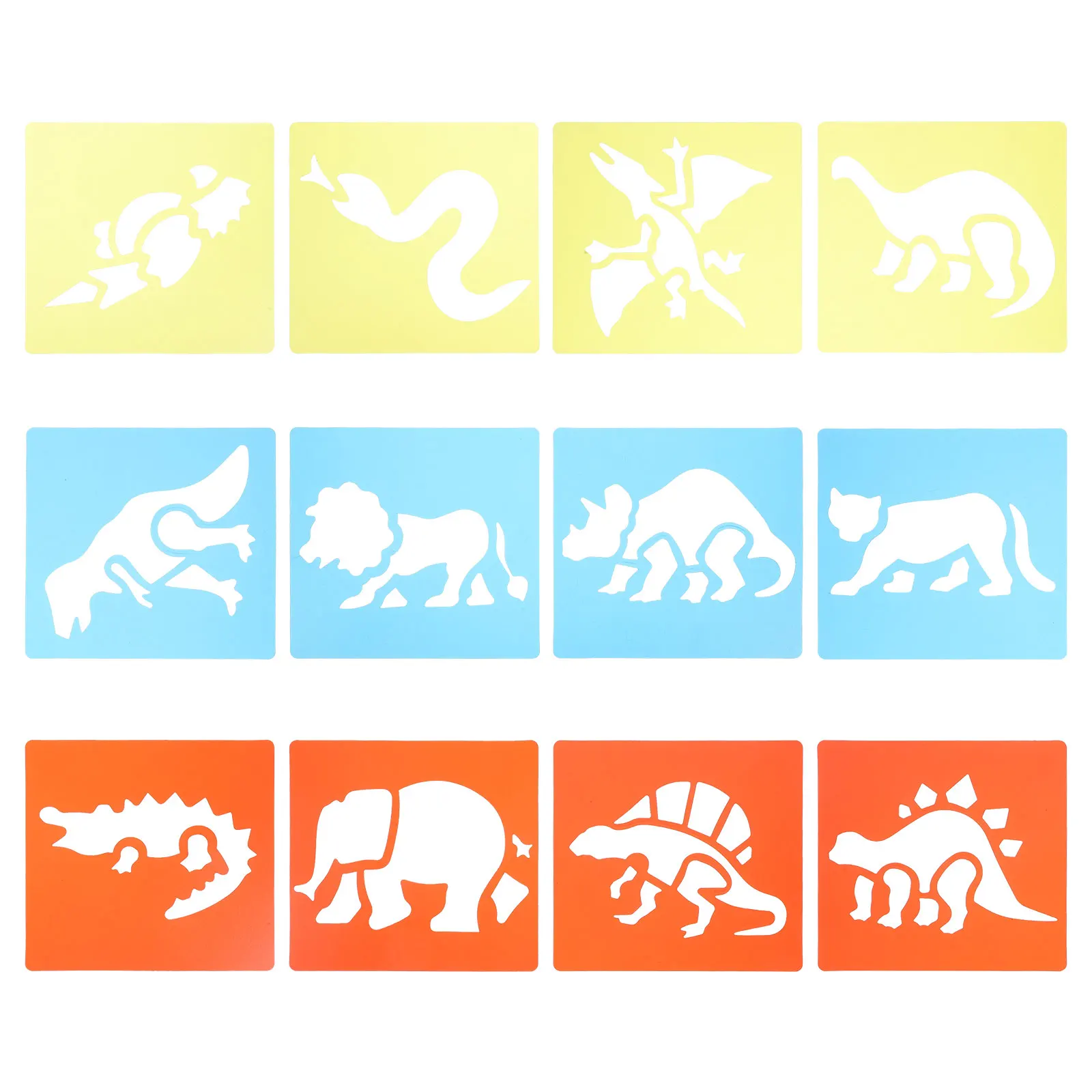 

12pcs Drawing Templates Stencils Kids Artwork Craft Projects Safe PP Material Vibrant Colors Educational Tool Diy Fun Animal
