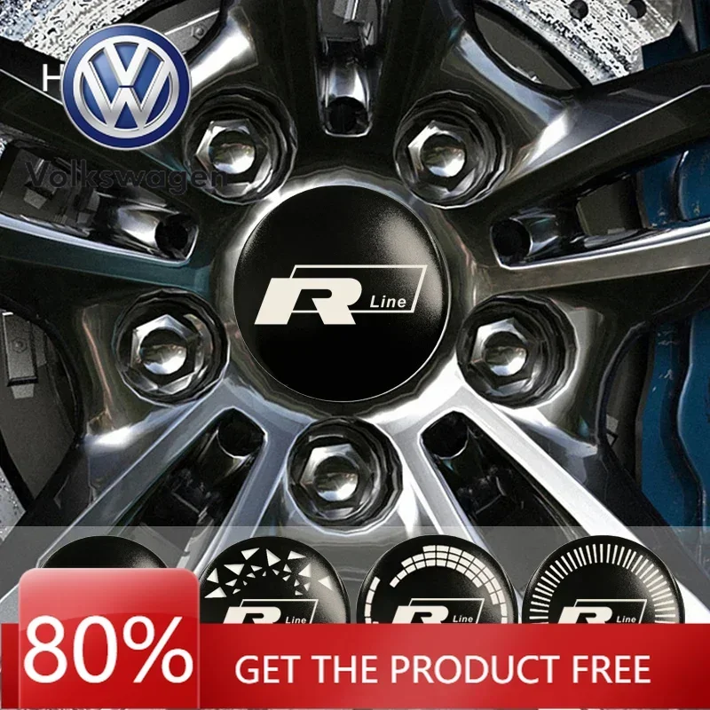 

For VW Volkswagen Jetta MK5 Golf 4pcs 56/60/65mm Car Wheel Center Stickers for Volkswagen Rline Golf Scirocco Variant Touareg La