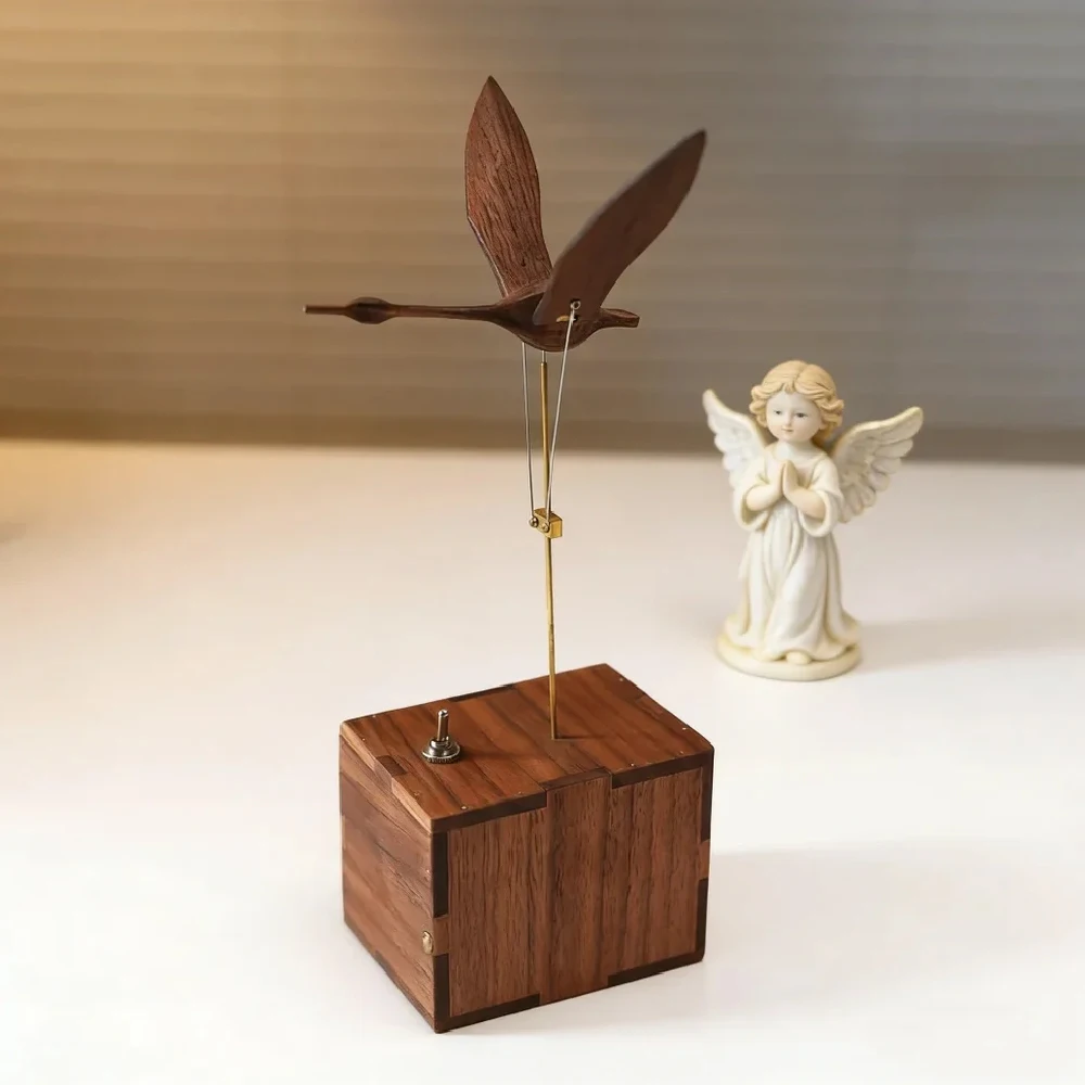Flying swan, solid wood handmade creative smart tabletop ornament birthday gift toy