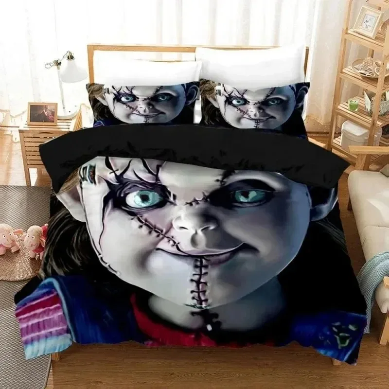 Horror Movie Child Of Play Chucky Bedding Set Boys Girls Twin Queen Size Duvet Cover Pillowcase Bed Kids Adult