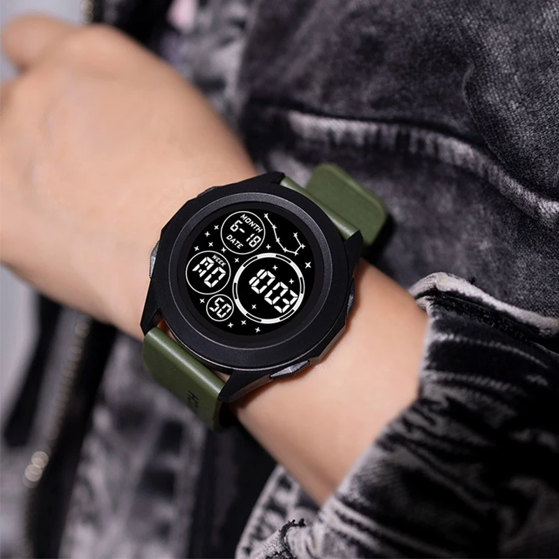 AL-102Haohan Xingchen reloj electrónico, reloj electrónico para deportes al aire libre, reloj redondo, reloj de pulsera juvenil Relojes para hombres
