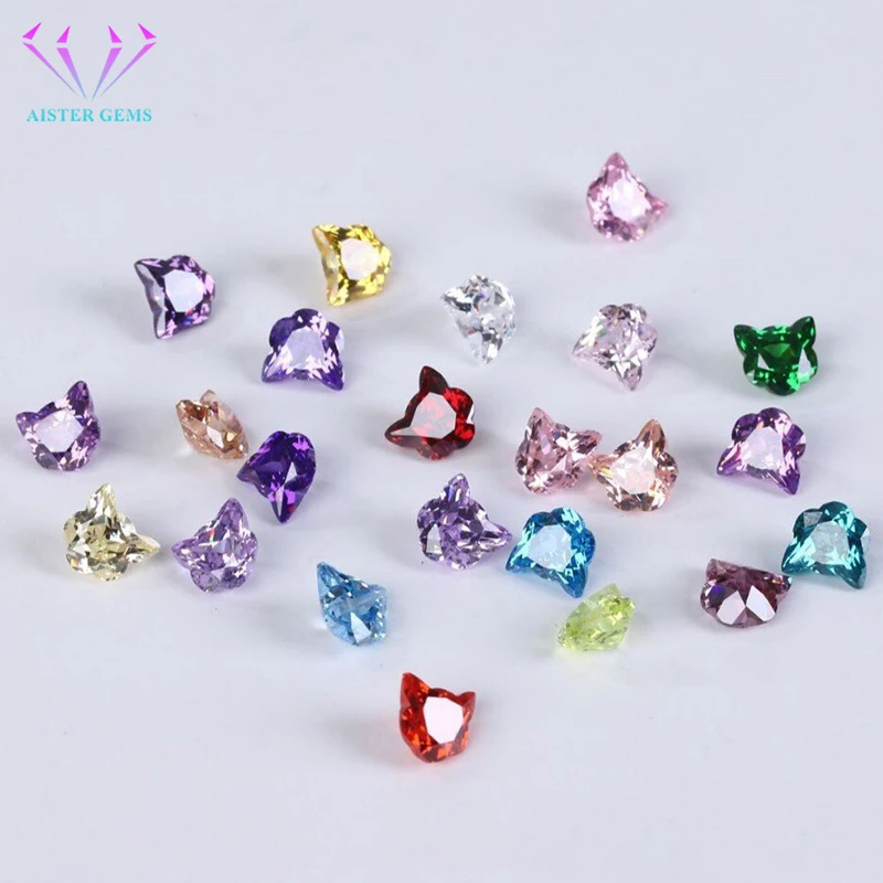 

New 5A Quality Violet/Aquamarine/Green/Paraiba Blue/Padparadscha Lucky Cat Cut Cubic Zirconia Gemstones for DIY Jewelry Making