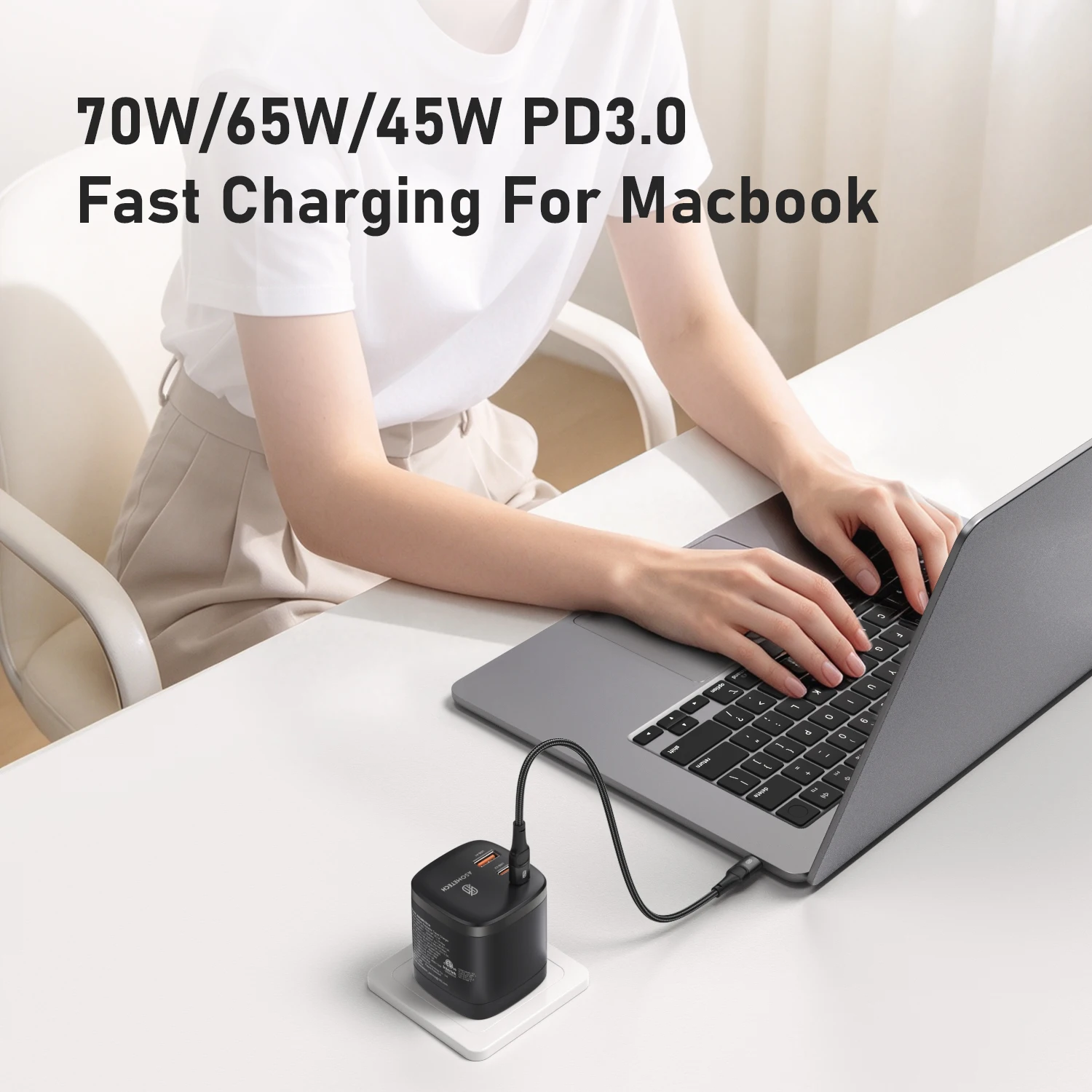 70W GaN Travel Charger 4 IN1 Rotating Adaptor Plug PD3.0 PPS USB Type C Fast Charger For iPhone Samsung Macbook Laptop