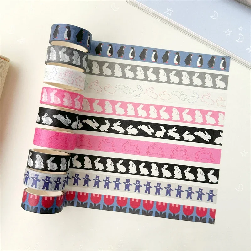 

1 шт., милый мультяшный кролик, пингвин, лента для скрапбукинга, сделай сам, наклейка для ноутбука, кавайная лента, украшение