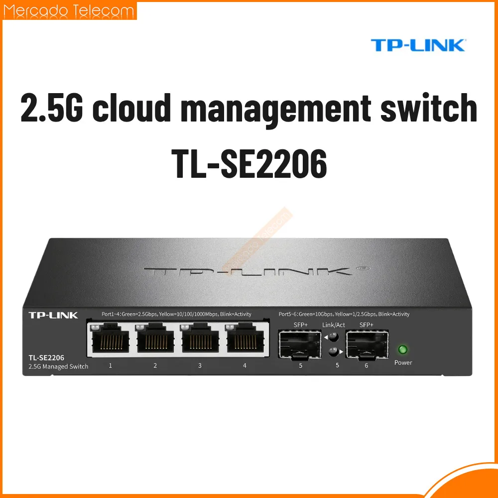 

Коммутатор TP-LINK 2.5G с облачным управлением TL-SE2206, 4 порта RJ45 2500 Мбит/с, 2 порта SFP+ 1/2.5/10 Гбит/с, удаленное управление, контроль пропускной способности